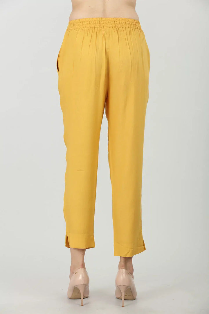 YELLOW ELASTICATED PALAZZO WITH TYING