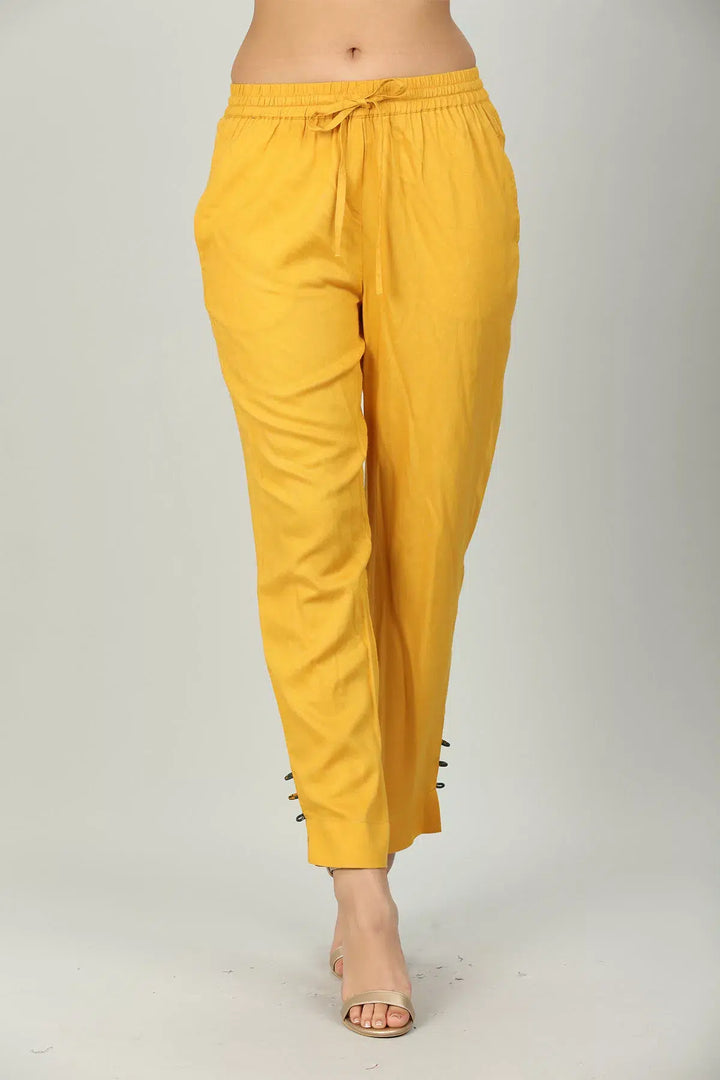 Yellow Elasticated Solid Palazzo