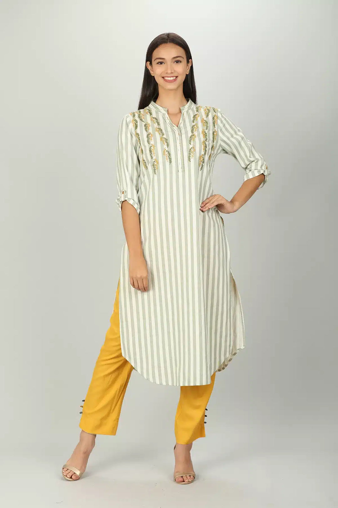 Yellow Elasticated Solid Palazzo
