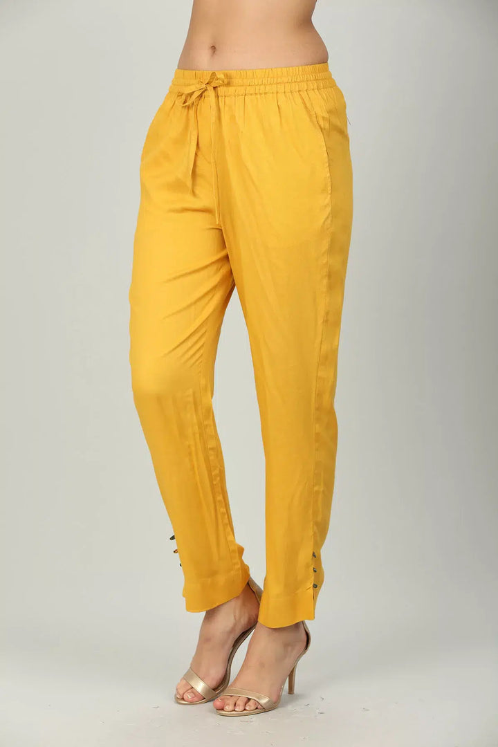 Yellow Elasticated Solid Palazzo