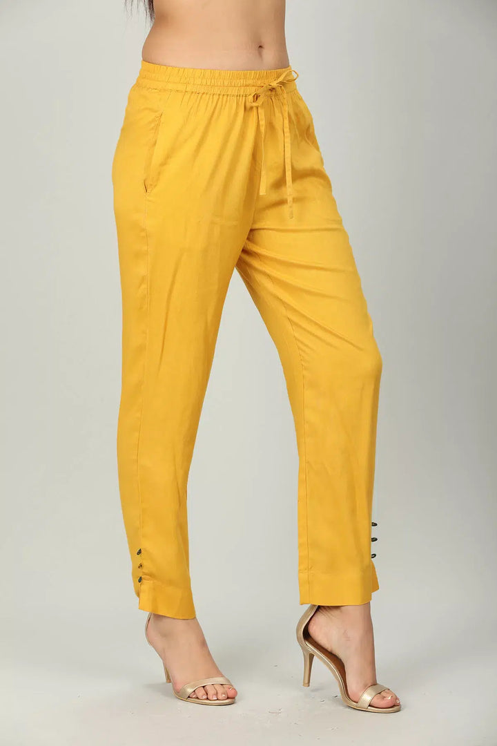 Yellow Elasticated Solid Palazzo