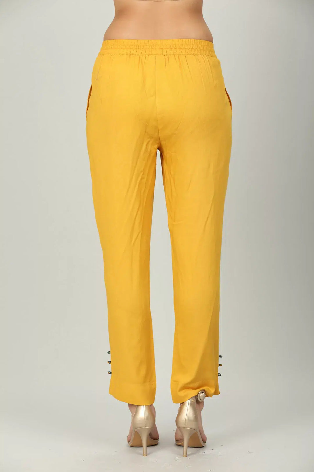 Yellow Elasticated Solid Palazzo