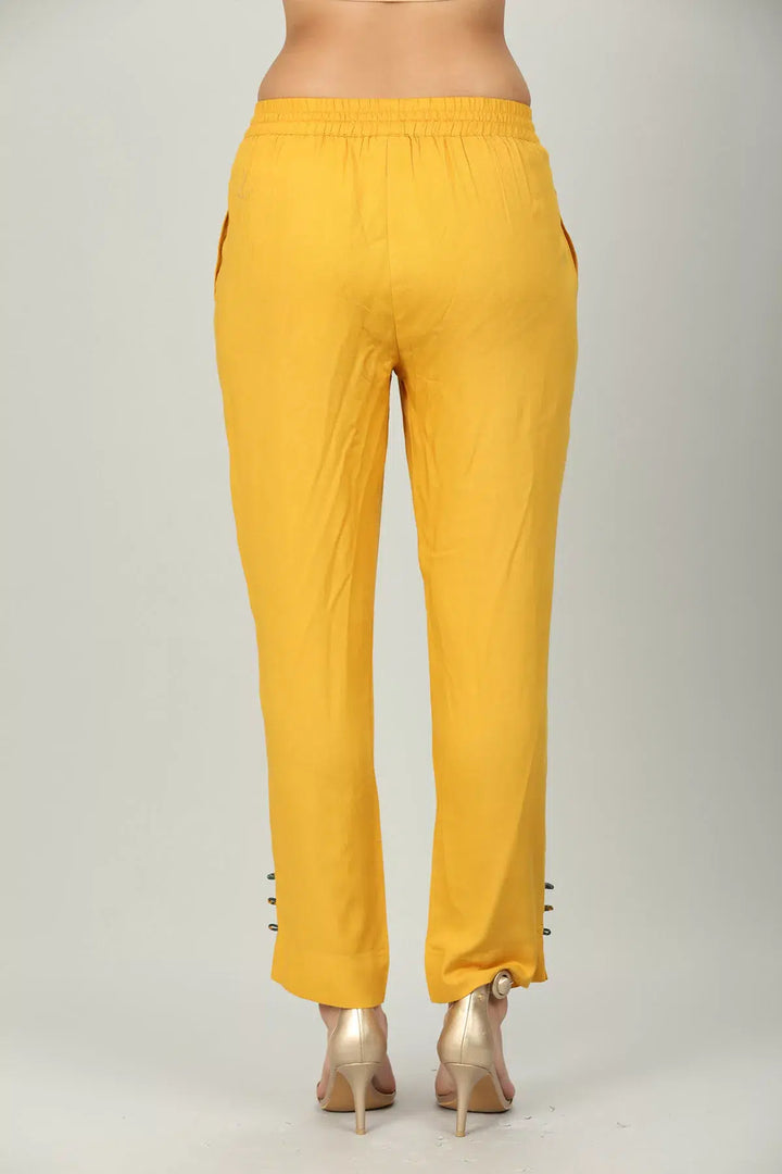 Yellow Elasticated Solid Palazzo