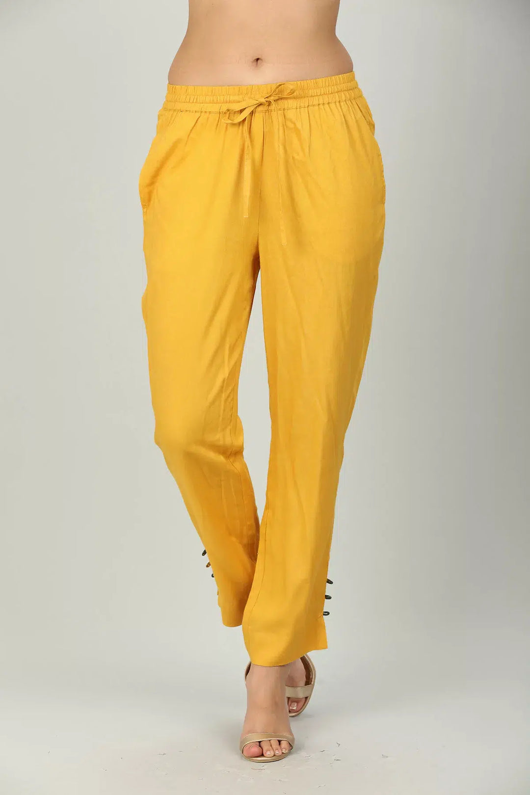 Yellow Elasticated Solid Palazzo