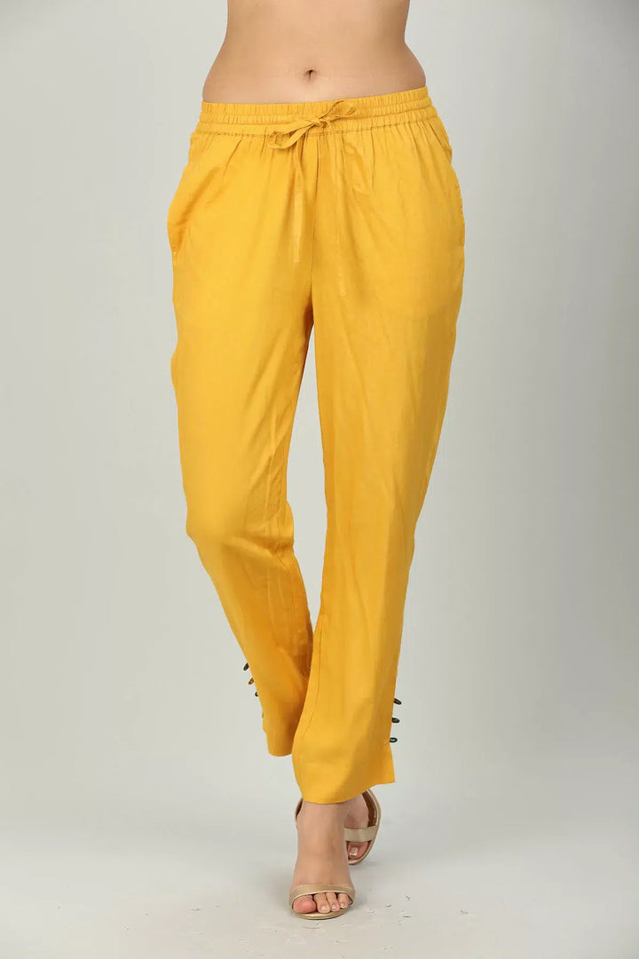 Yellow Elasticated Solid Palazzo