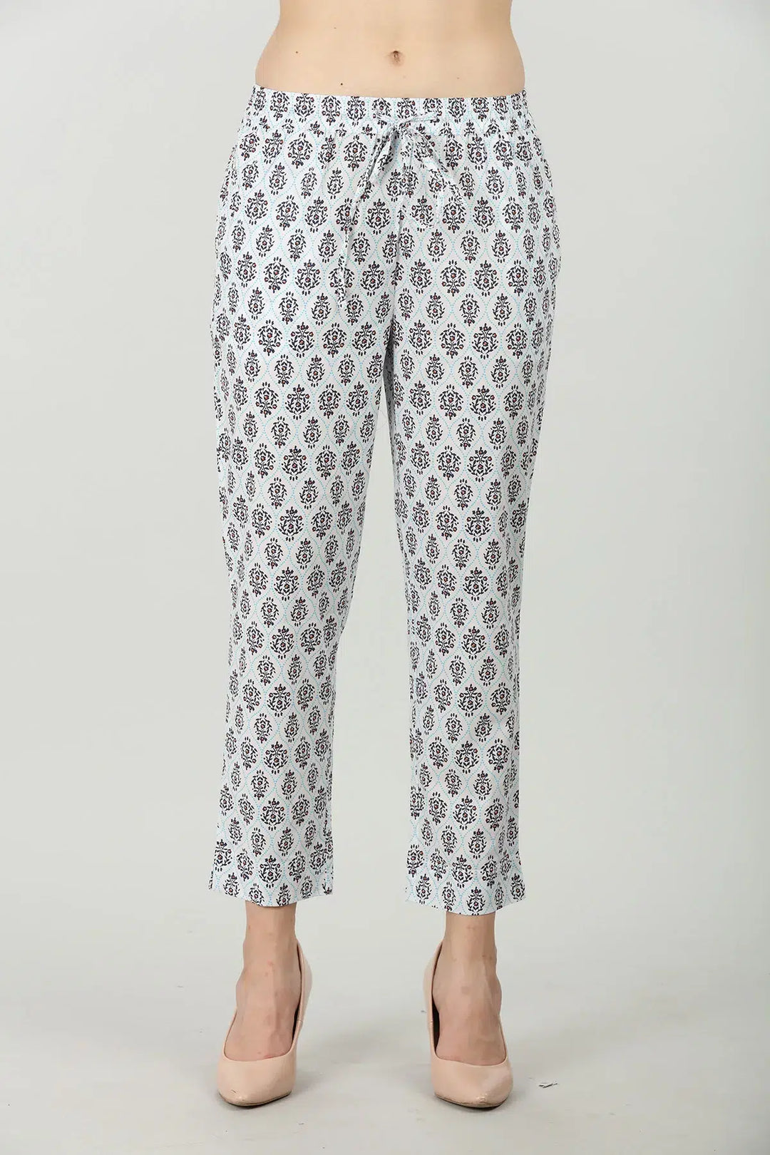 Grey cotton Elastic printed palazzo