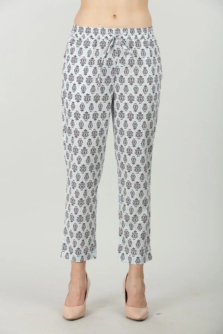 Grey cotton Elastic printed palazzo