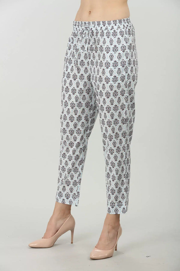 Grey cotton Elastic printed palazzo