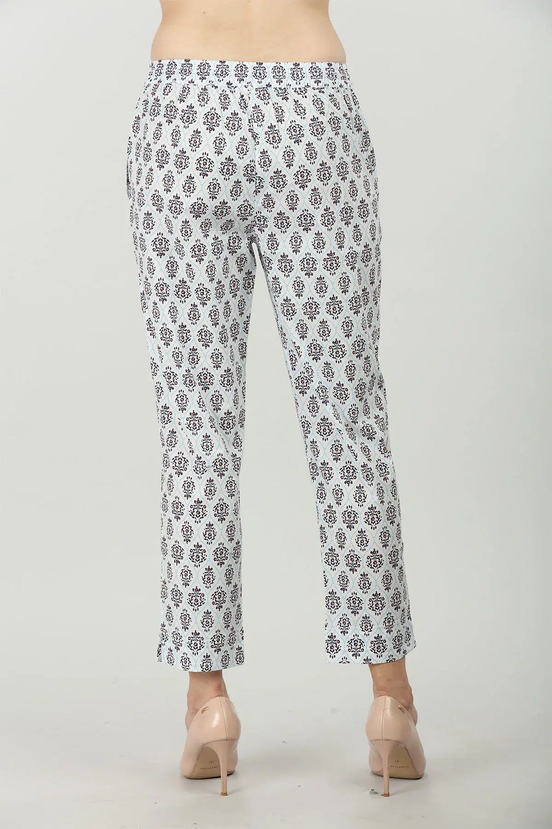 Grey cotton Elastic printed palazzo