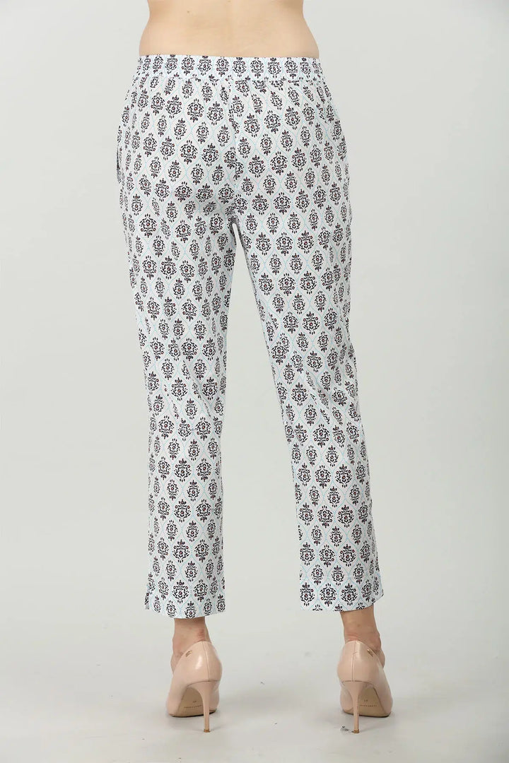 Grey cotton Elastic printed palazzo