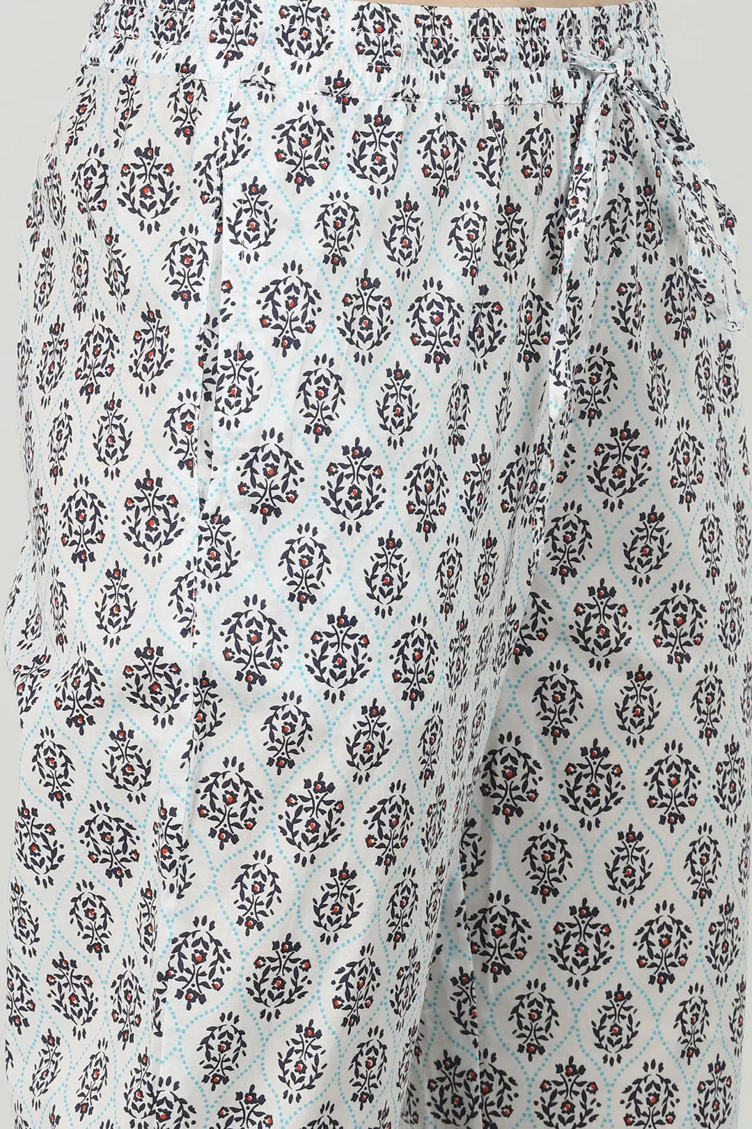 Grey cotton Elastic printed palazzo
