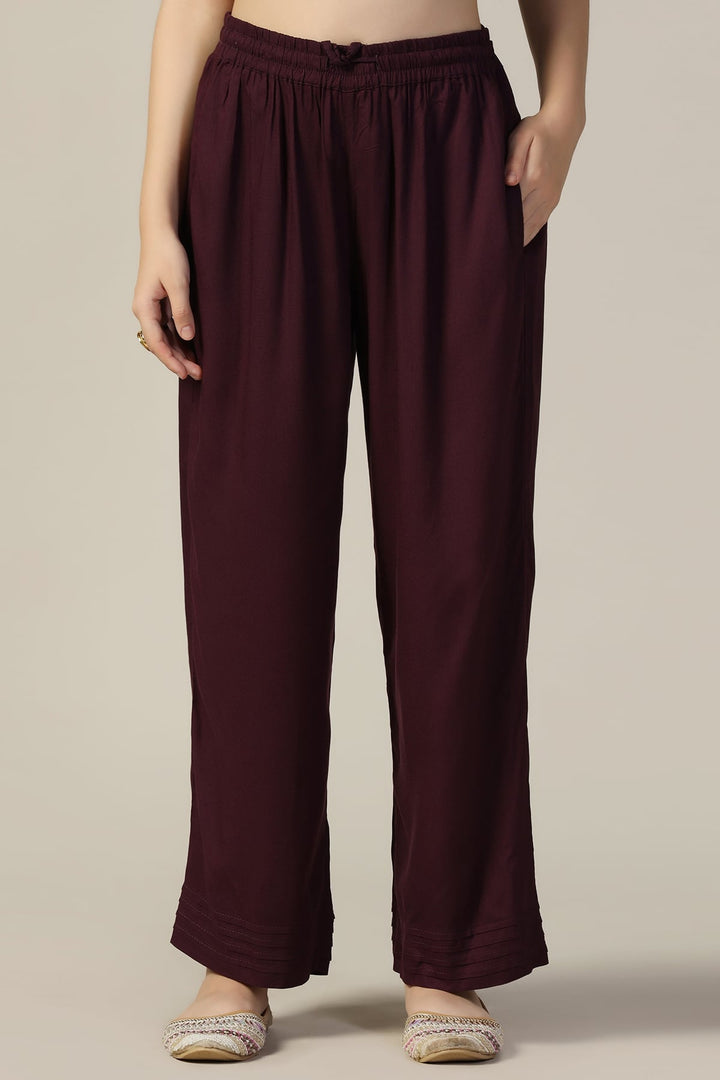 Purple Solid Rayon Palazzo