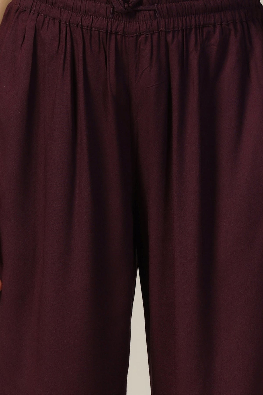 Purple Solid Rayon Palazzo