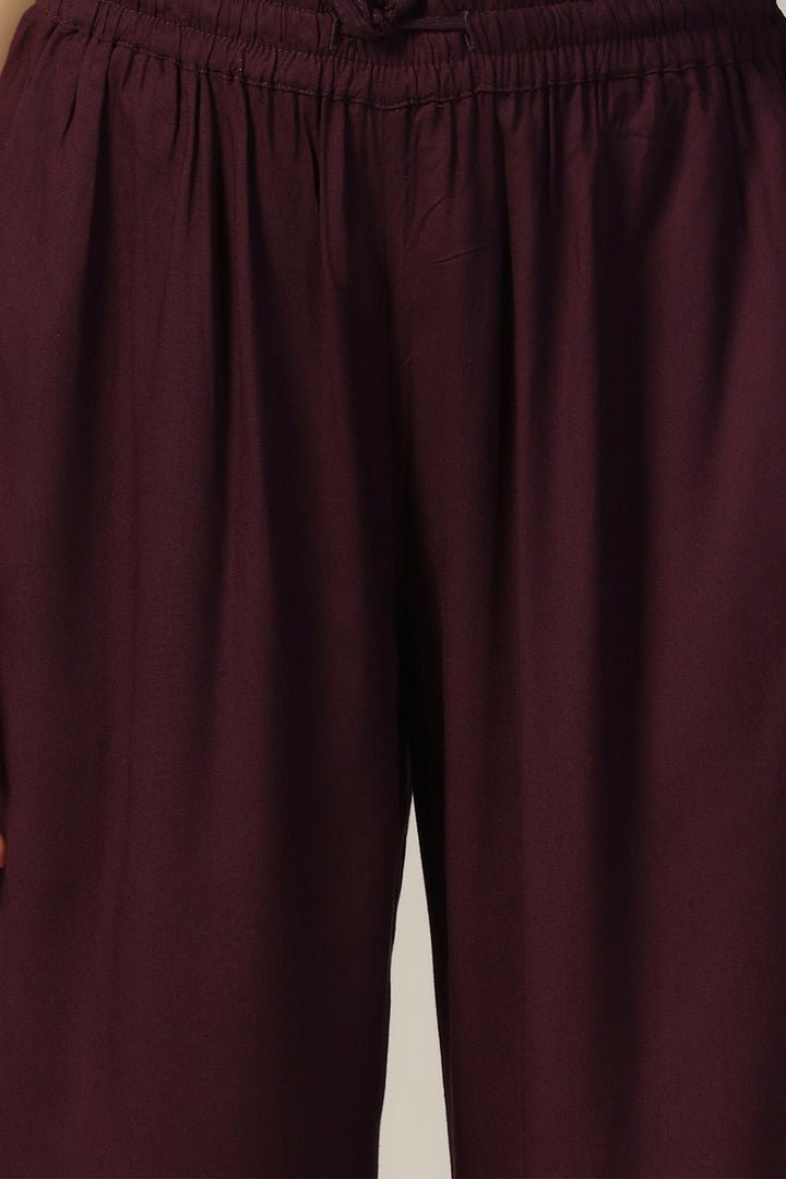 Purple Solid Rayon Palazzo