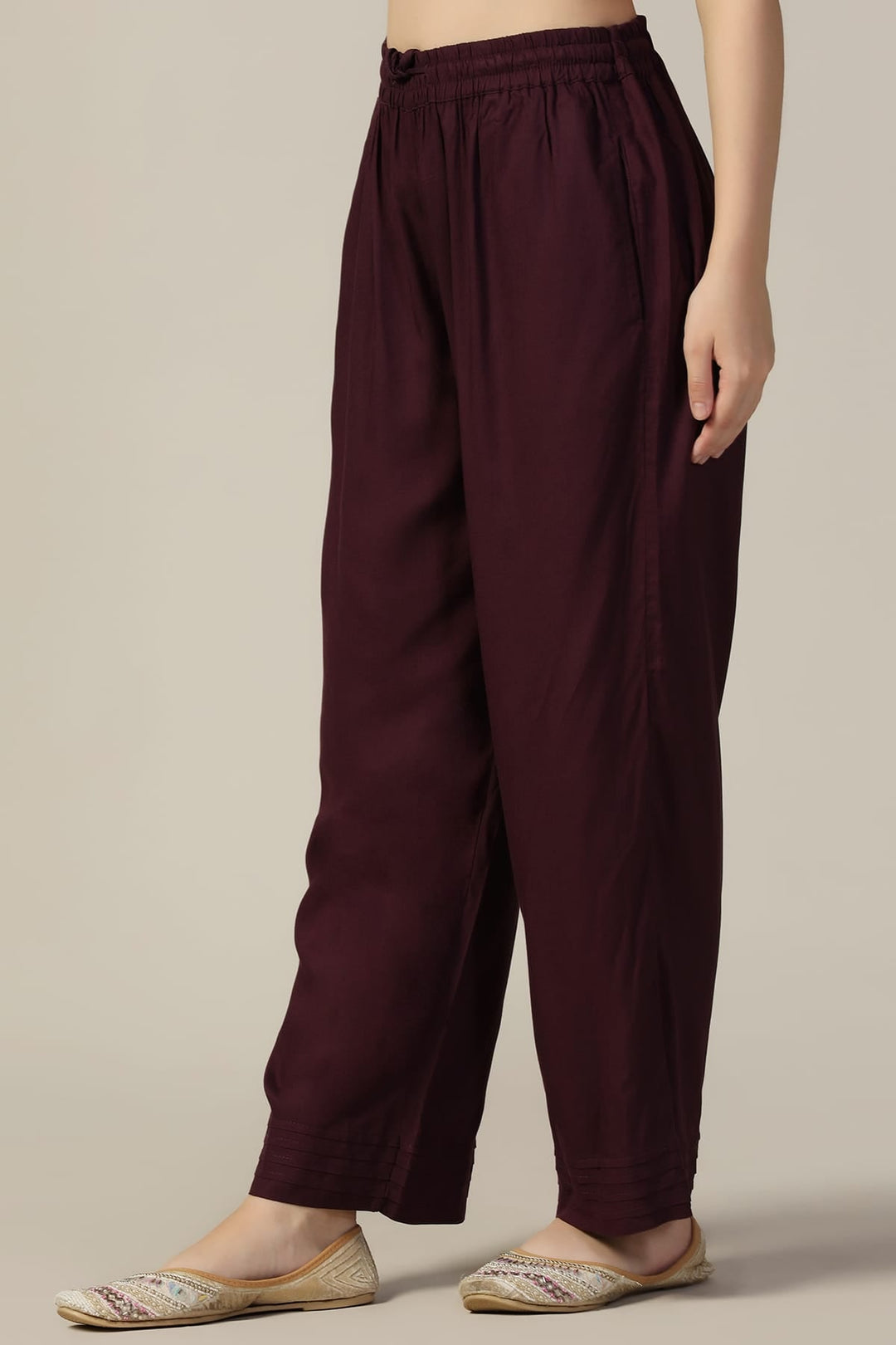 Purple Solid Rayon Palazzo