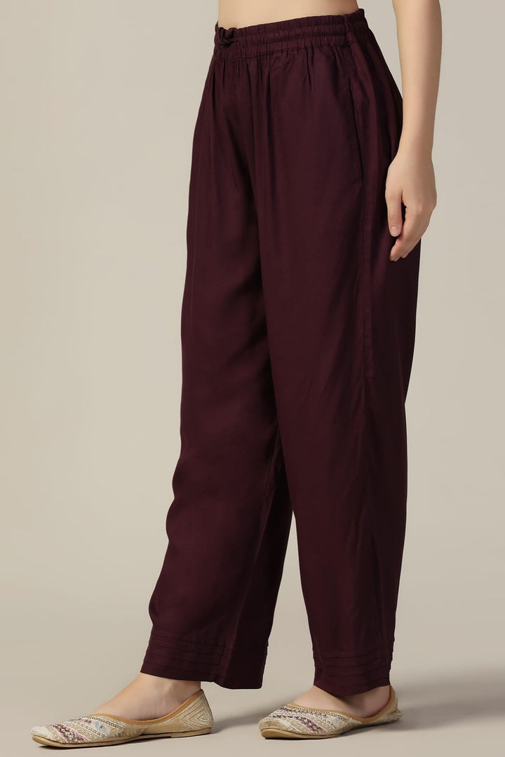 Purple Solid Rayon Palazzo