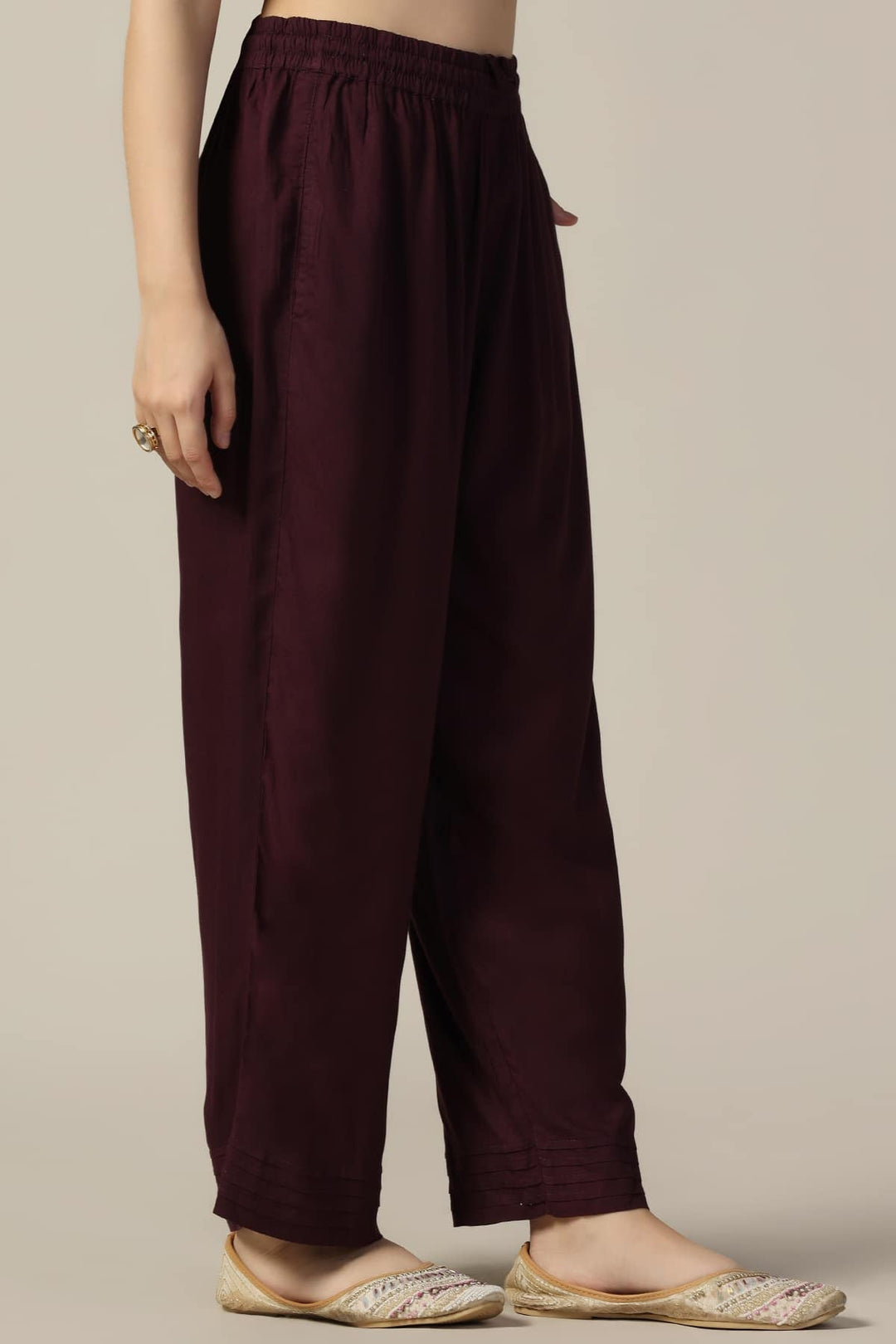 Purple Solid Rayon Palazzo