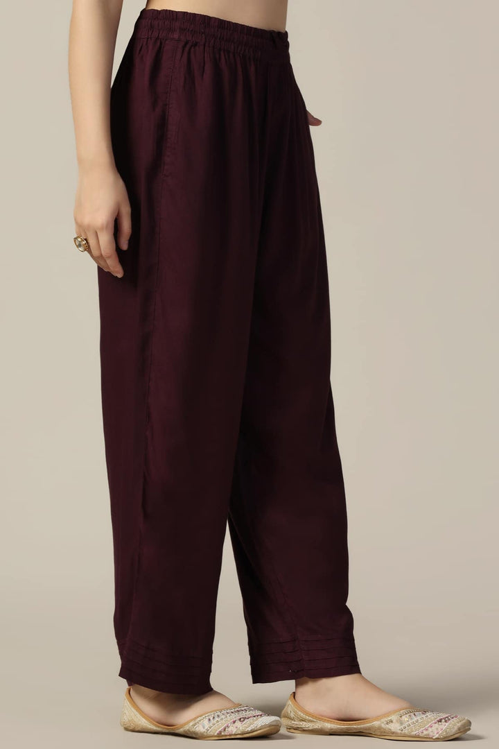 Purple Solid Rayon Palazzo