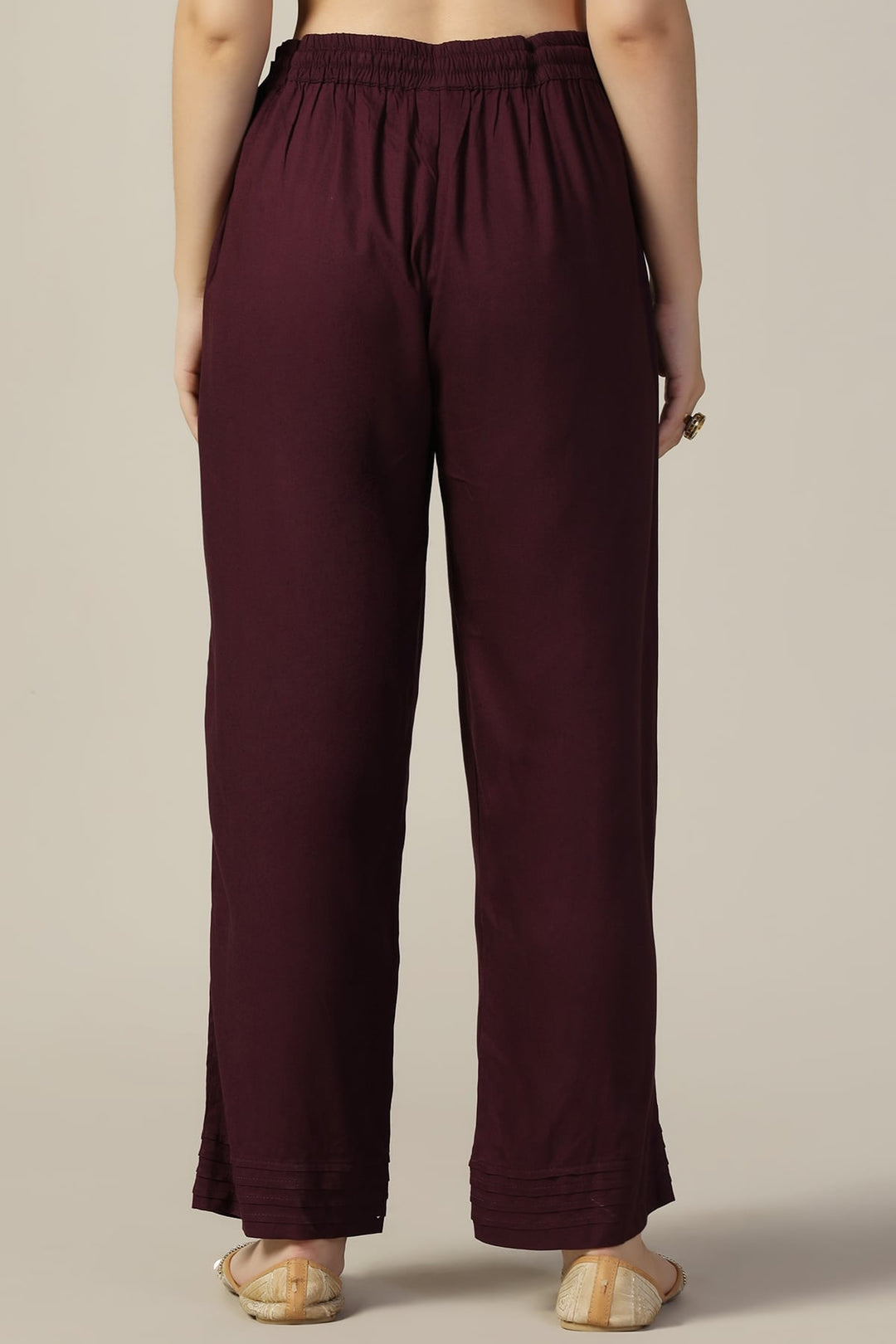 Purple Solid Rayon Palazzo
