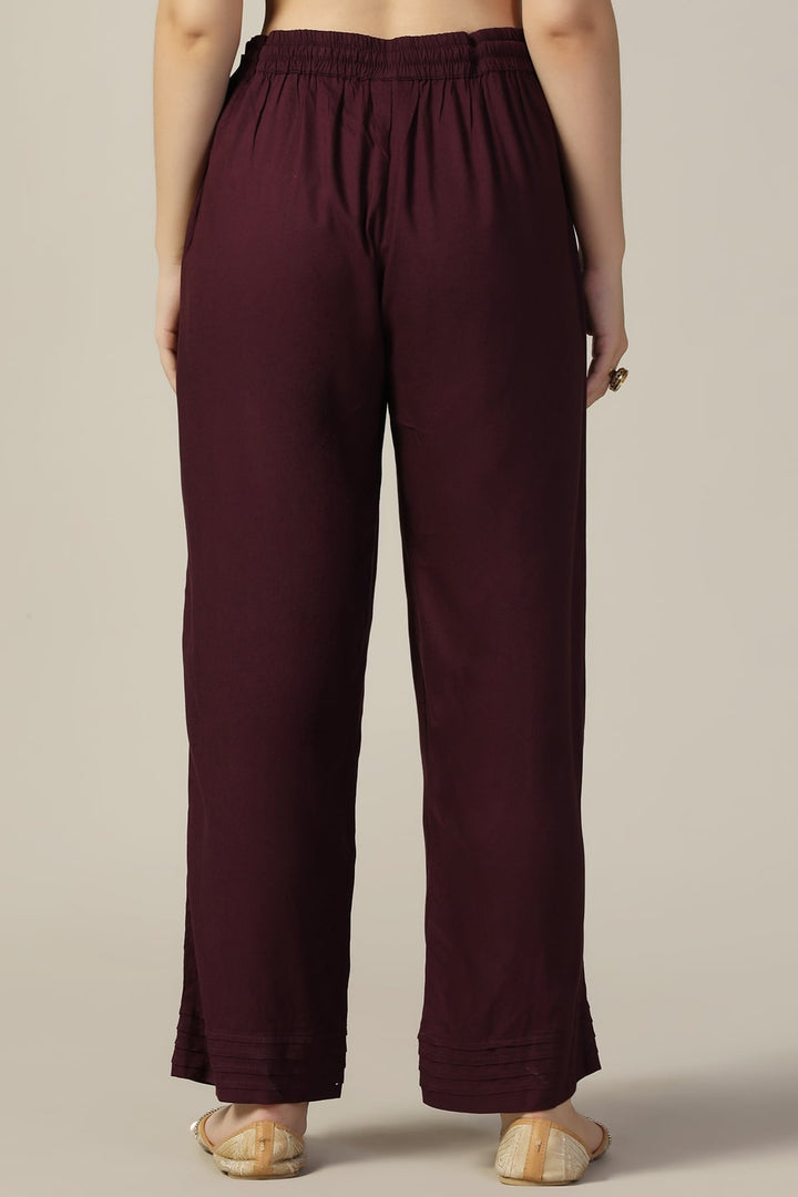 Purple Solid Rayon Palazzo