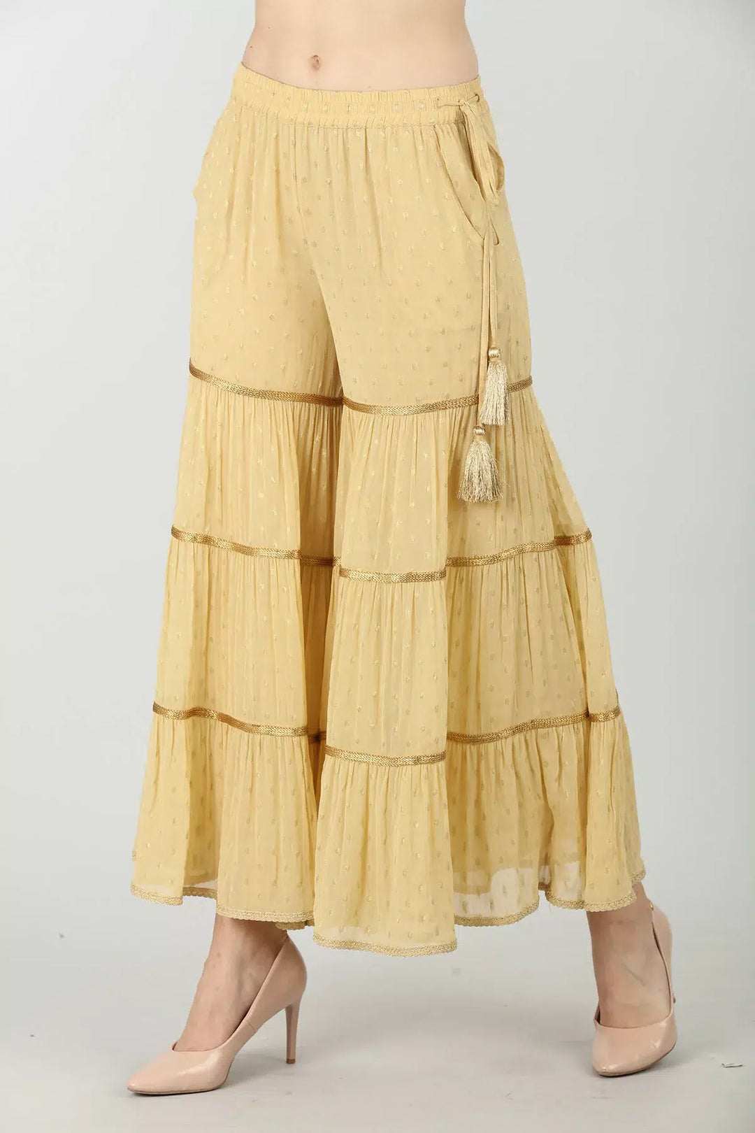 CREAM EMBELLISHED GARARA