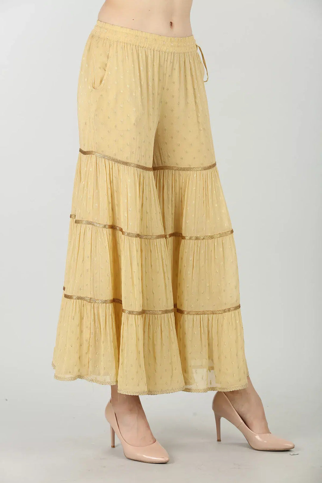 CREAM EMBELLISHED GARARA