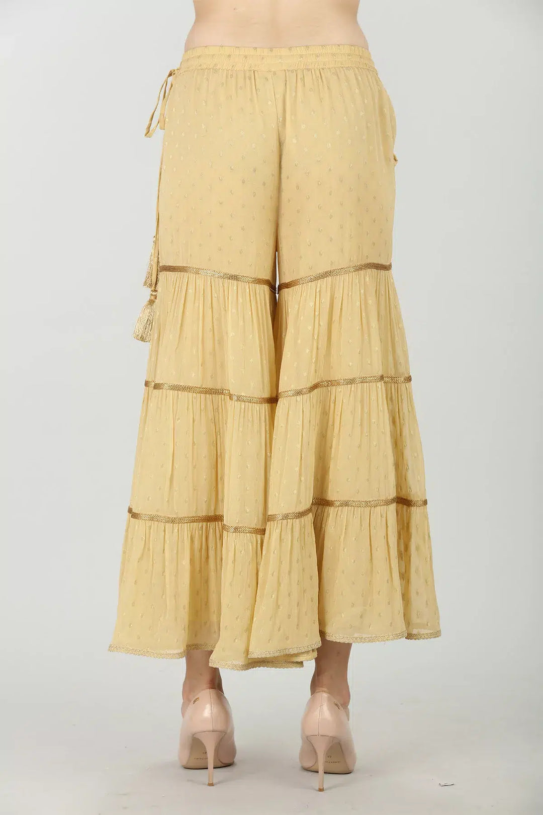 CREAM EMBELLISHED GARARA