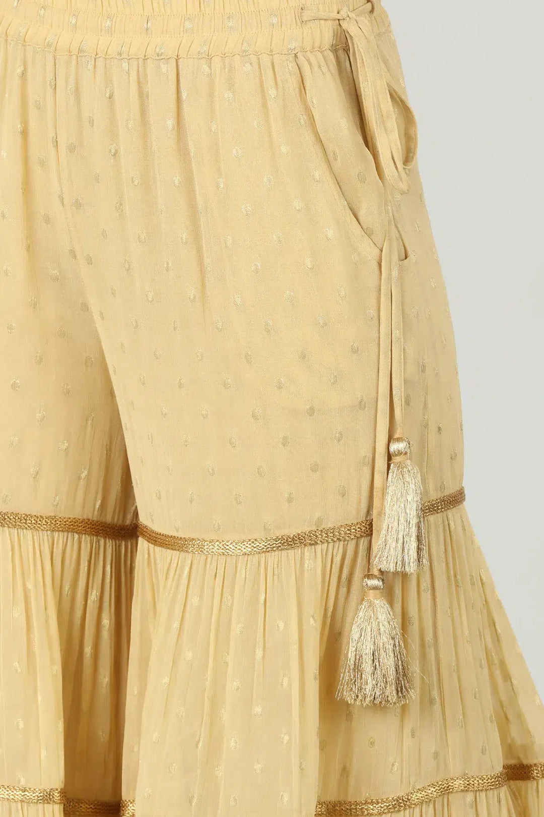 CREAM EMBELLISHED GARARA