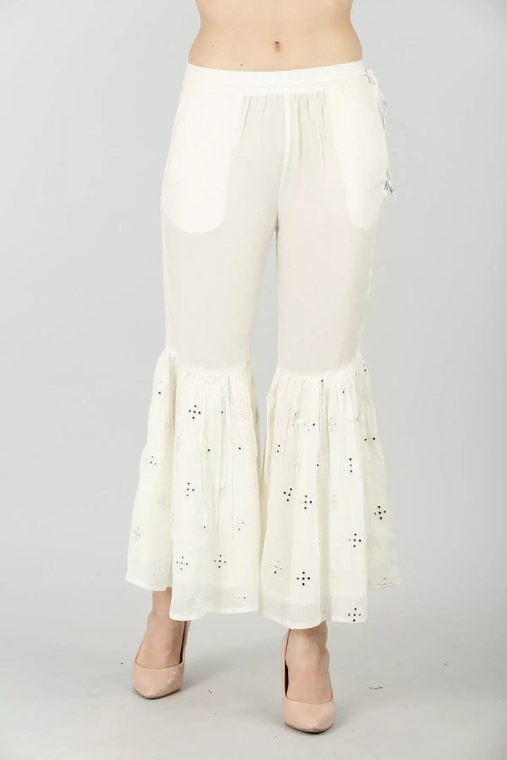 WHITE EMBELLISHED SHARARA