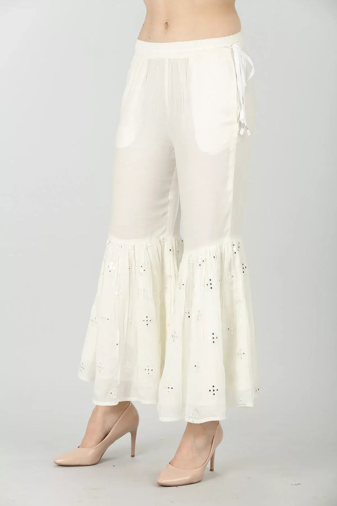 WHITE EMBELLISHED SHARARA