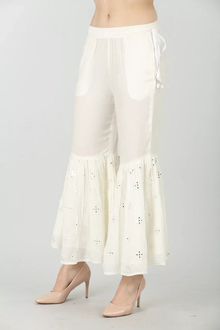 WHITE EMBELLISHED SHARARA