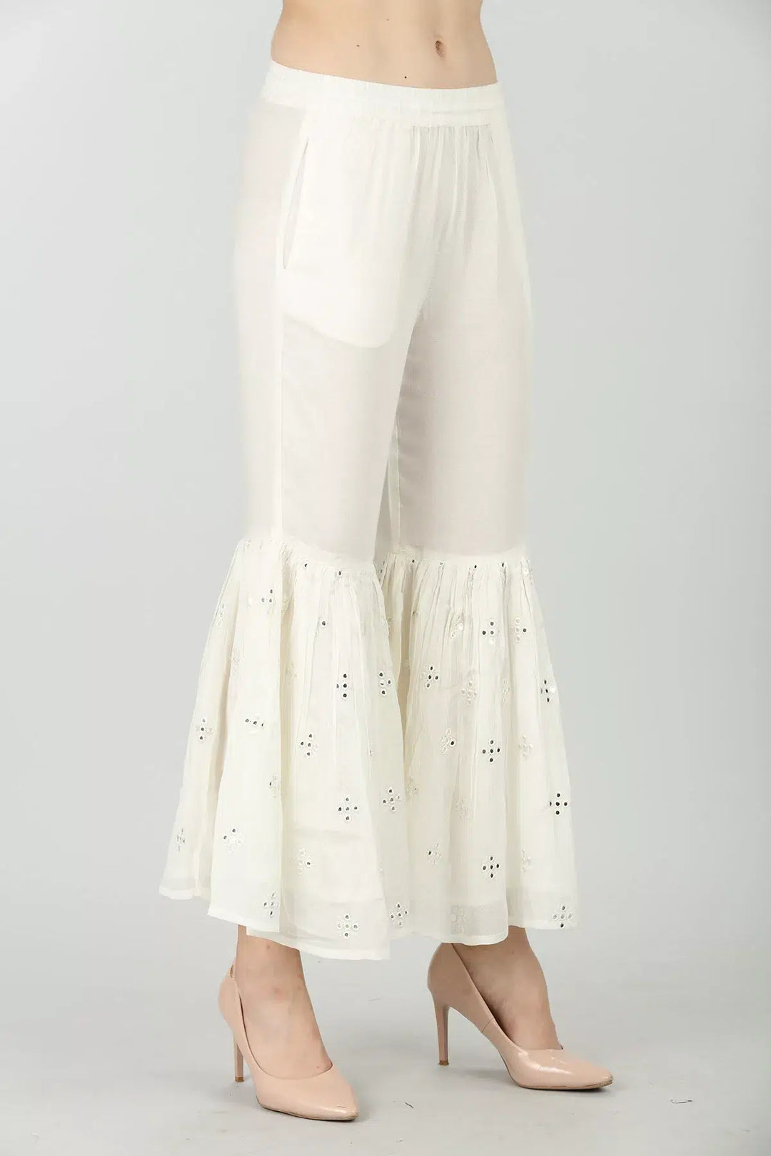 WHITE EMBELLISHED SHARARA
