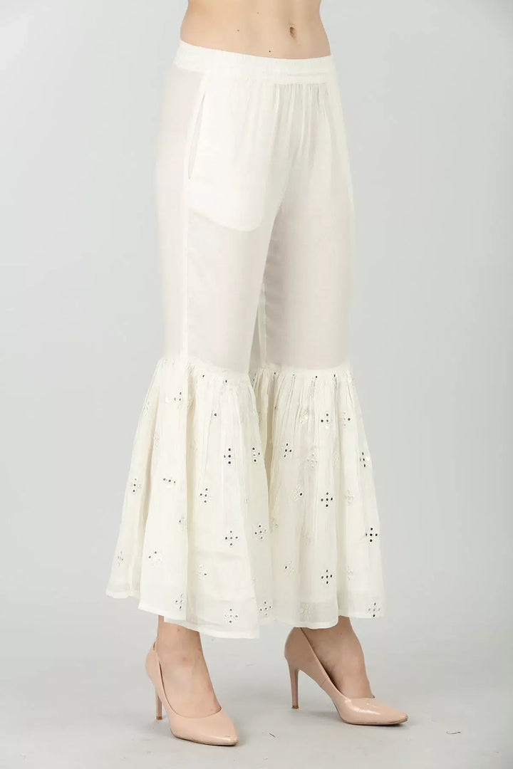 WHITE EMBELLISHED SHARARA