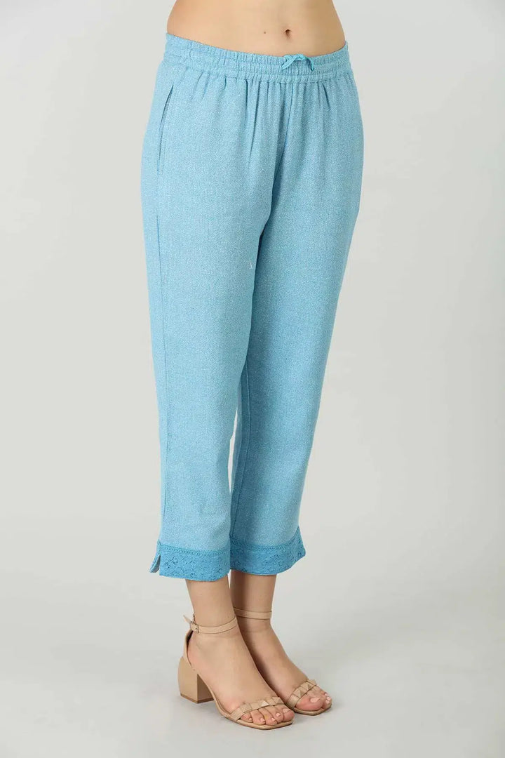 Pastel Blue Embellished Palazzo