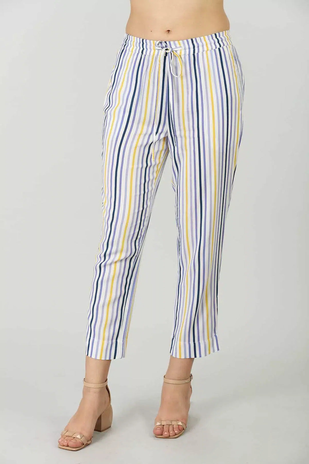 Rayon Blue Striped Palazzo