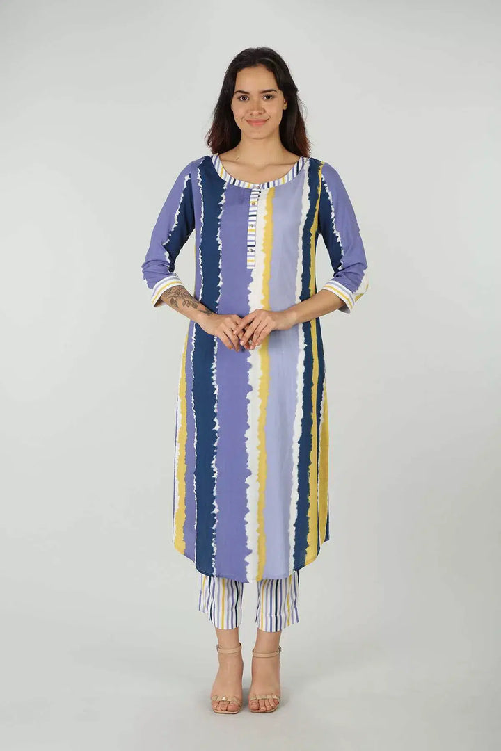 Rayon Blue Striped Palazzo