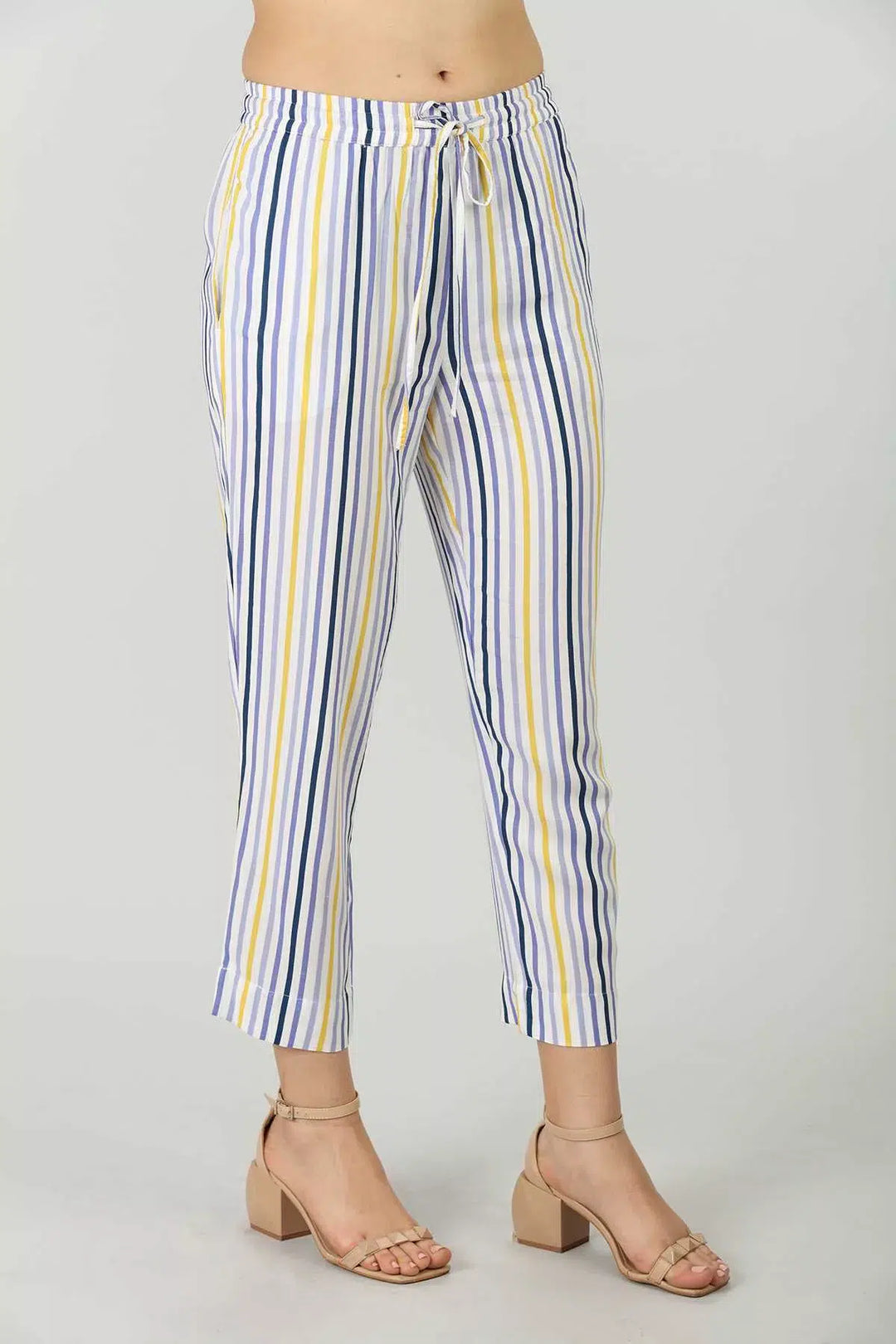 Rayon Blue Striped Palazzo