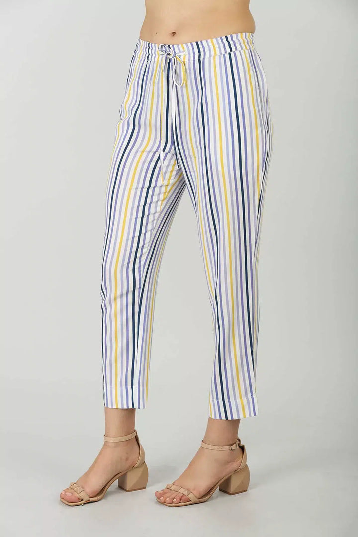 Rayon Blue Striped Palazzo