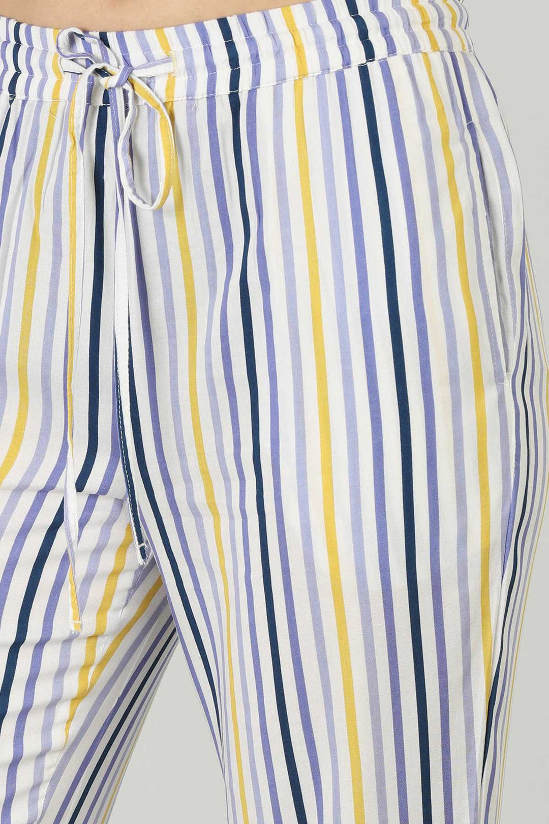 Rayon Blue Striped Palazzo