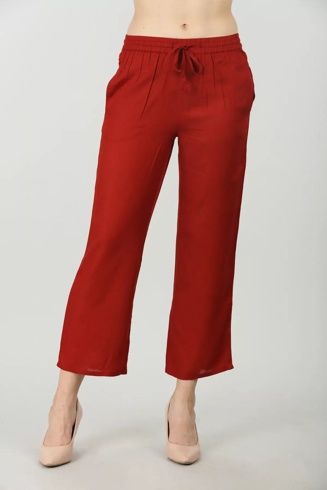Dark Brick Red Solid Regular palazzo