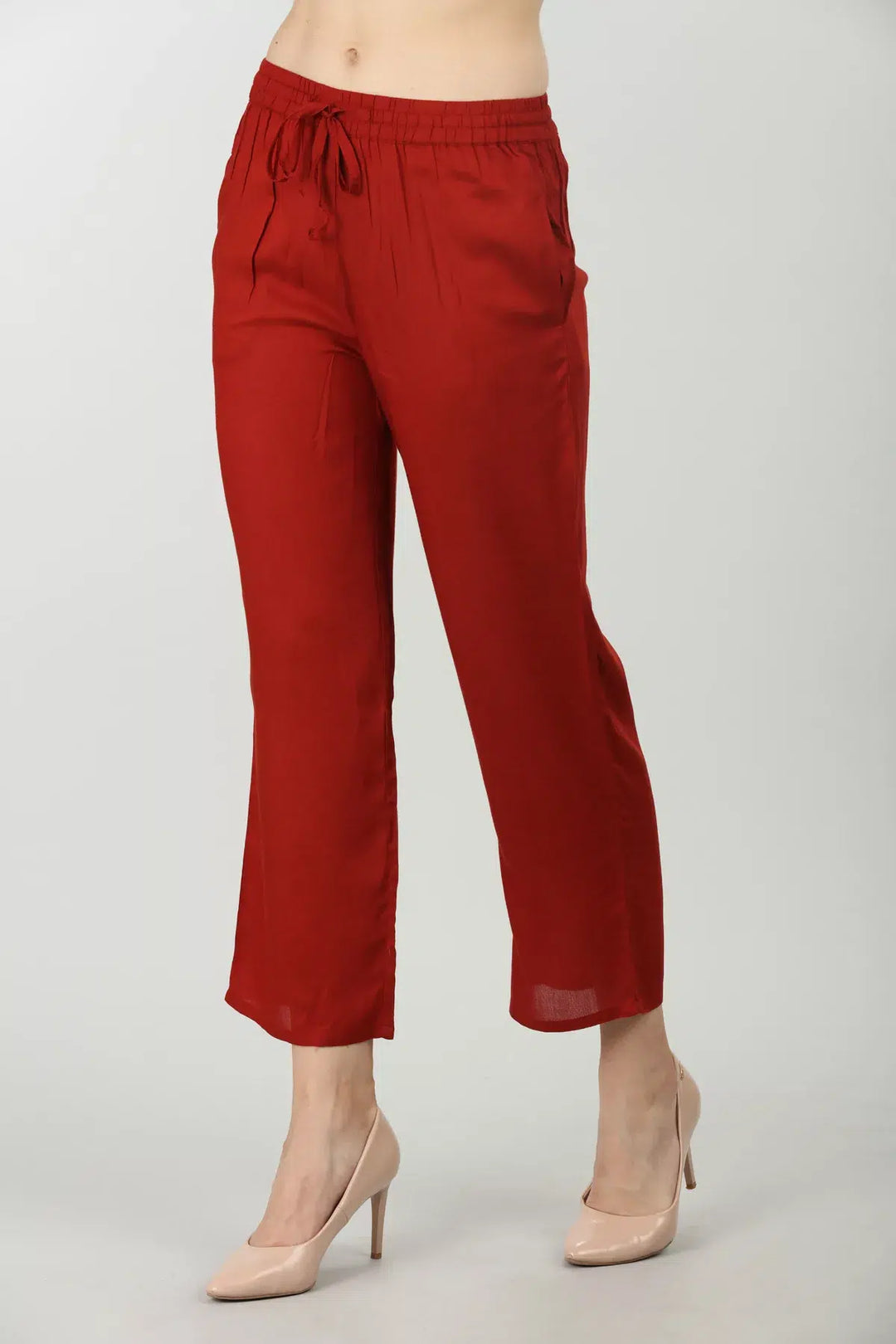 Dark Brick Red Solid Regular palazzo