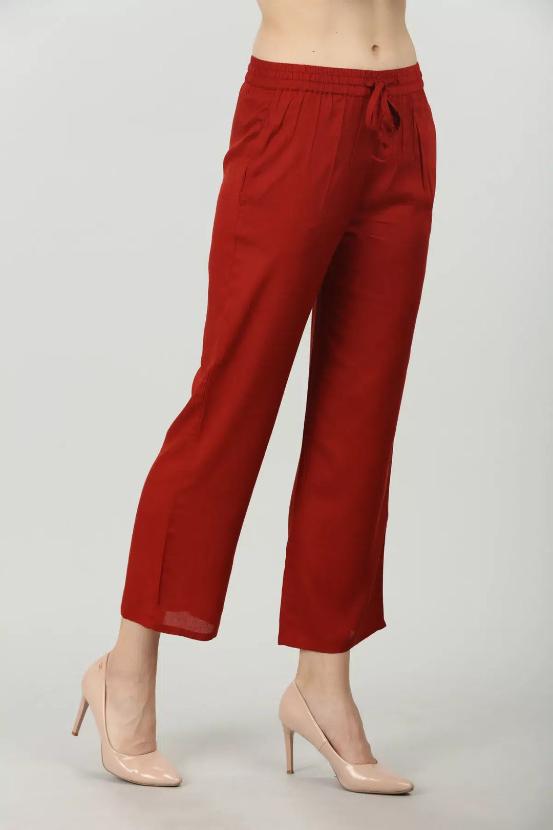 Dark Brick Red Solid Regular palazzo