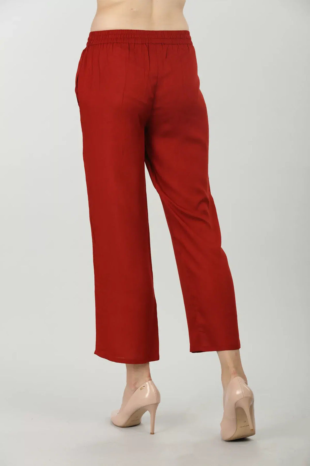 Dark Brick Red Solid Regular palazzo