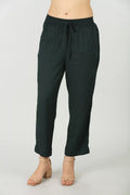 Dark Green waist tie solid palazzo