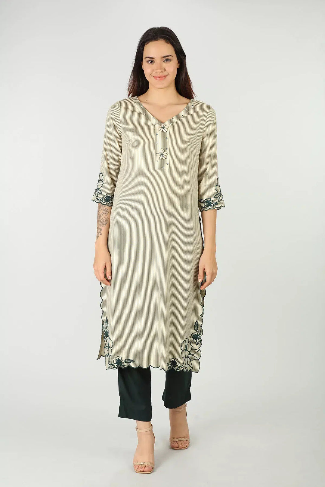 Dark Green waist tie solid palazzo