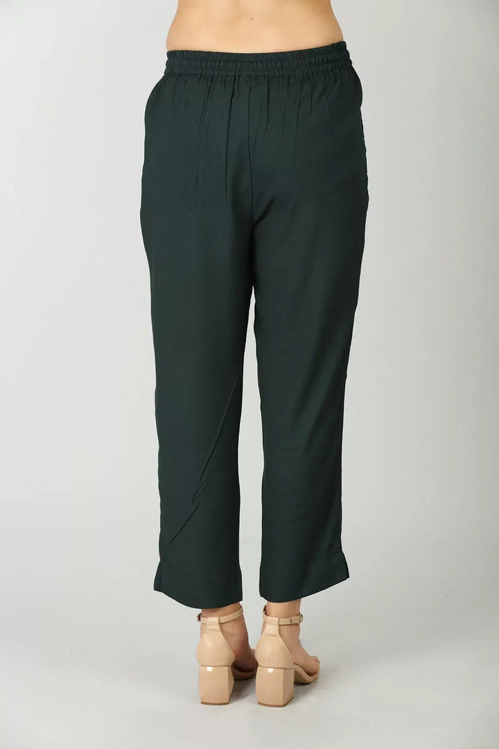 Dark Green waist tie solid palazzo