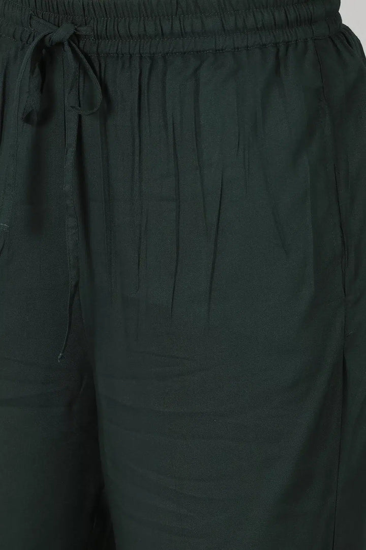 Dark Green waist tie solid palazzo