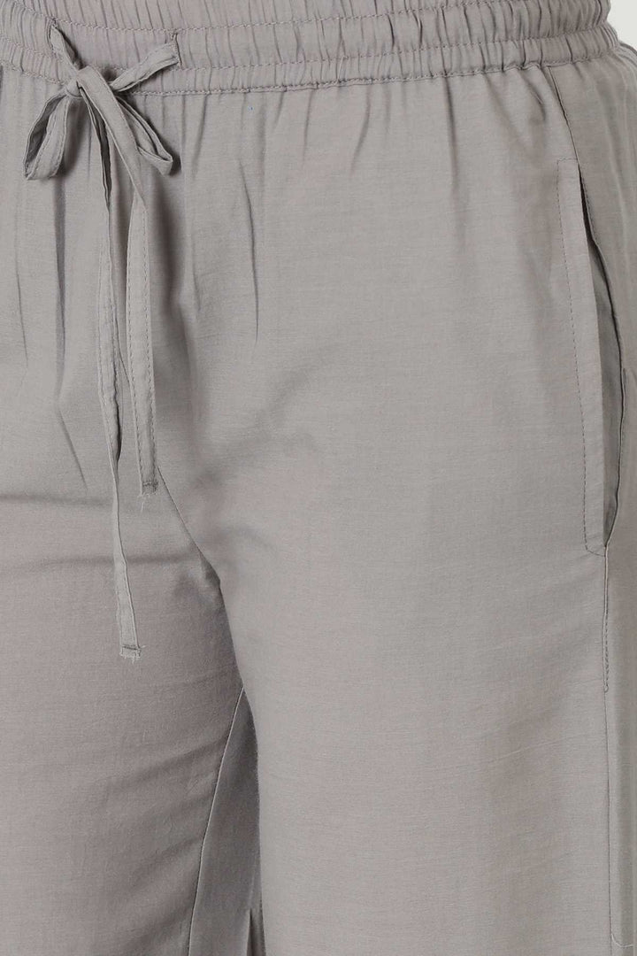 Grey Schiffli Embroidered Palazzo