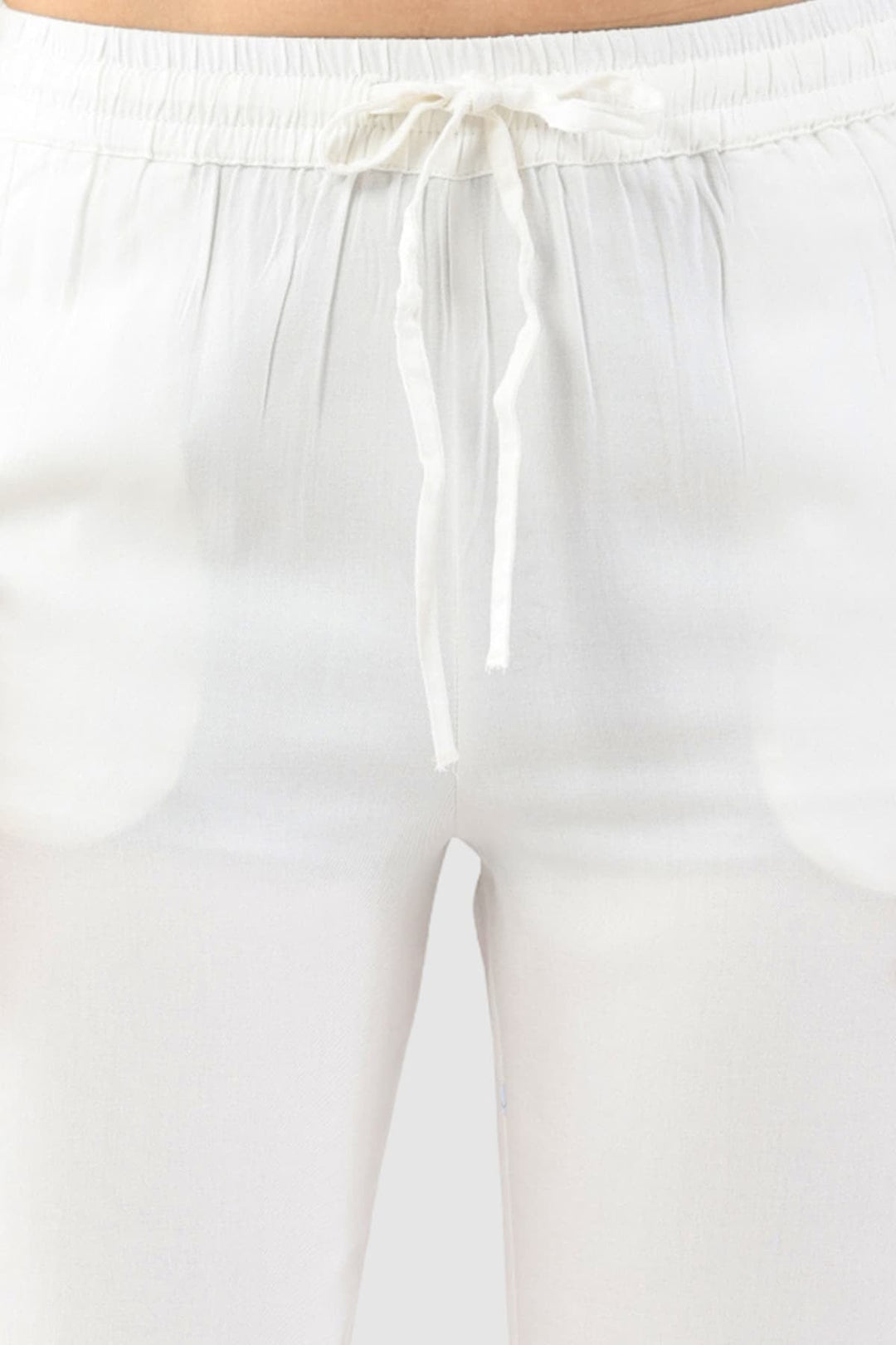 White Solid Twill Palazzo