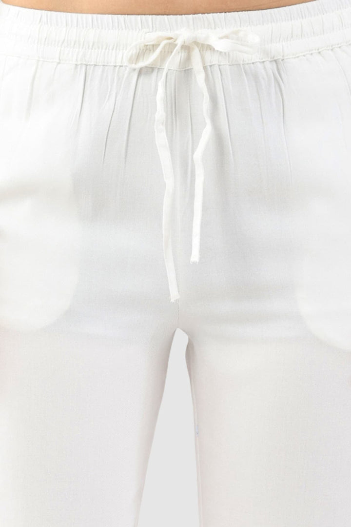 White Solid Twill Palazzo